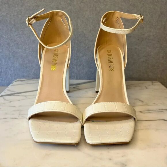 Dream Pairs Women’s Heels Open Toe Chunky Heel White size 8.5 - Picture 2 of 7
